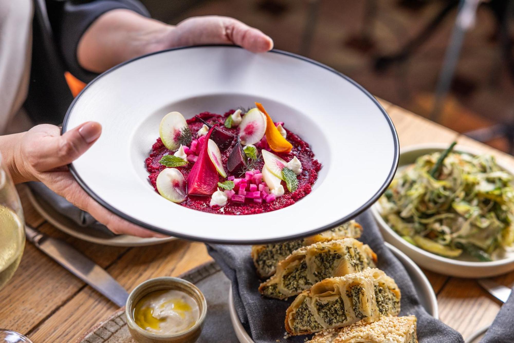 Ovolo The Valley Brisbane Ngoại thất bức ảnh A plate of beetroot hummus